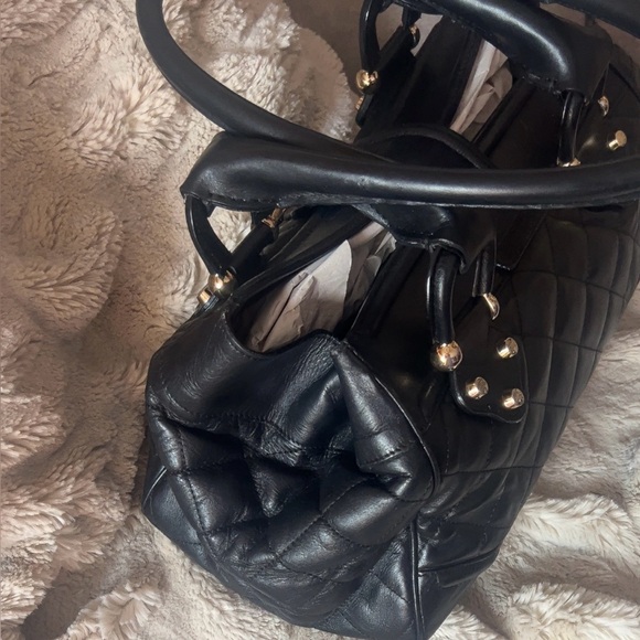 Burberry | Black Diamond Quilted Leather Manor Satchel Handbag Women’s